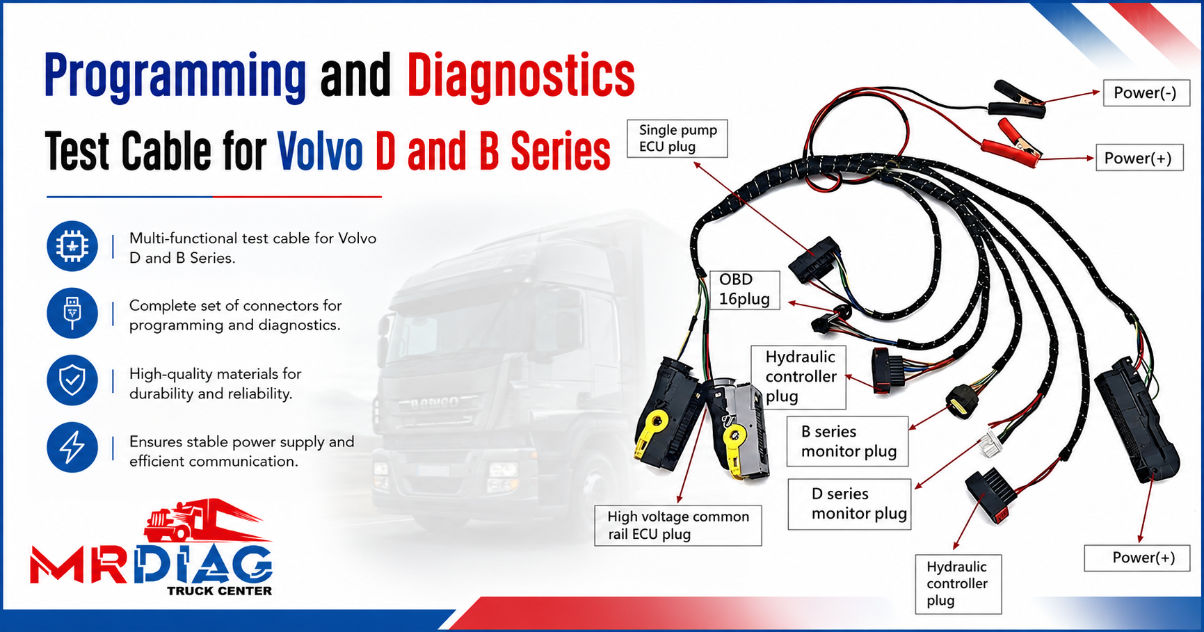 Programming and Diagnostics Test Cable for Volvo D and B Series ...